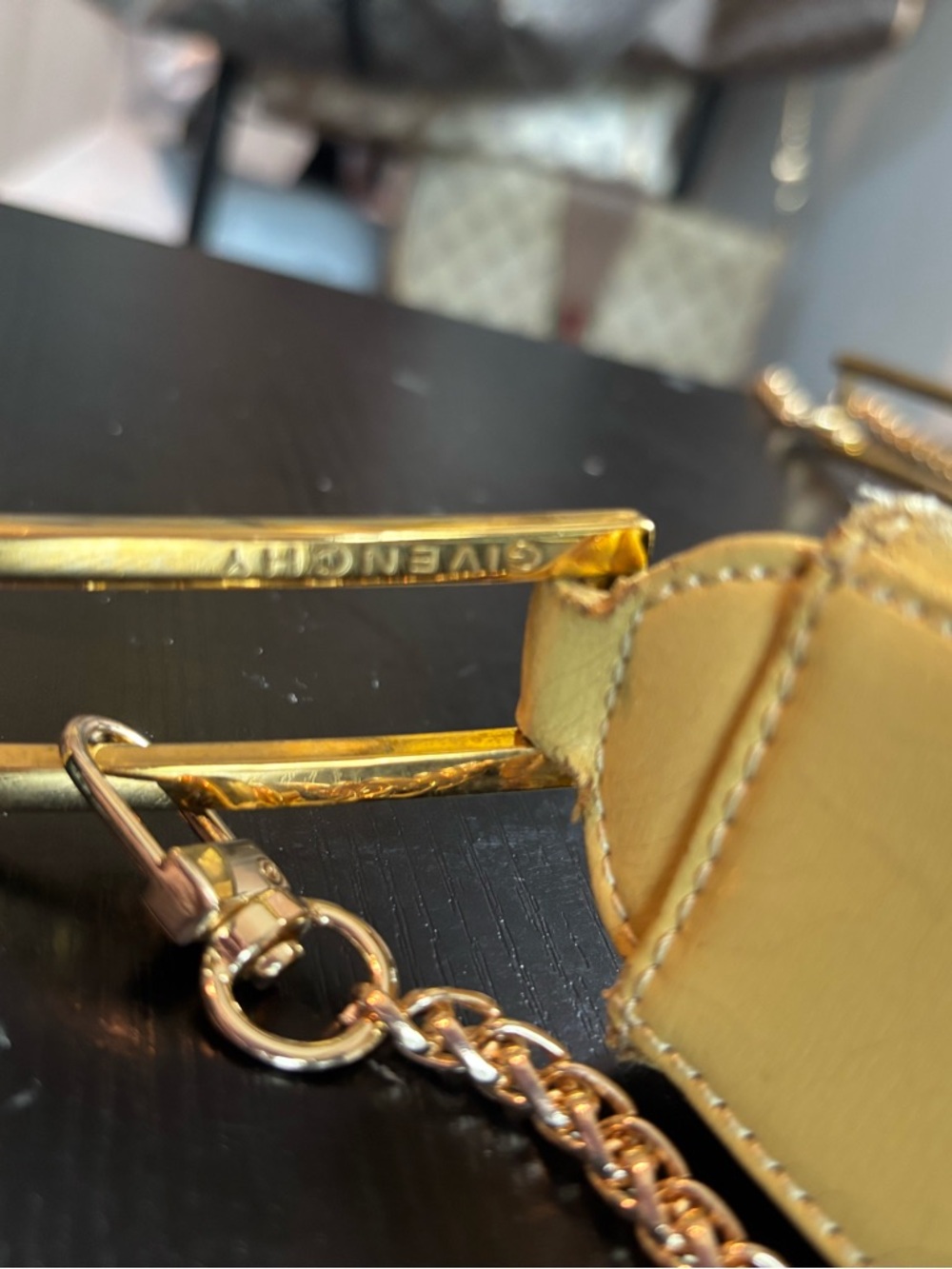 Authentic Vintage Givenchy Leather Shoulder Bag - Custom Chain - Picture 6 of 10